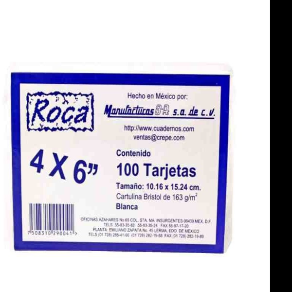 TARJETAS BLANCAS DIPAO 4X6 PAQUETE C100 C.50